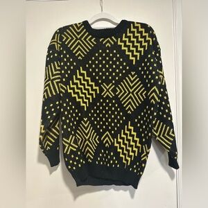 VTG NWT 90s Women’s Sz:M C’est La Vie Black & Yellow Geometric Pullover Sweater